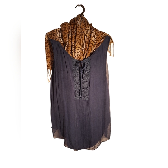 Keysha Silk Blend Babydoll Style Top Made in Italy Ladies Med Whimsigoth Hippie - Picture 2 of 7
